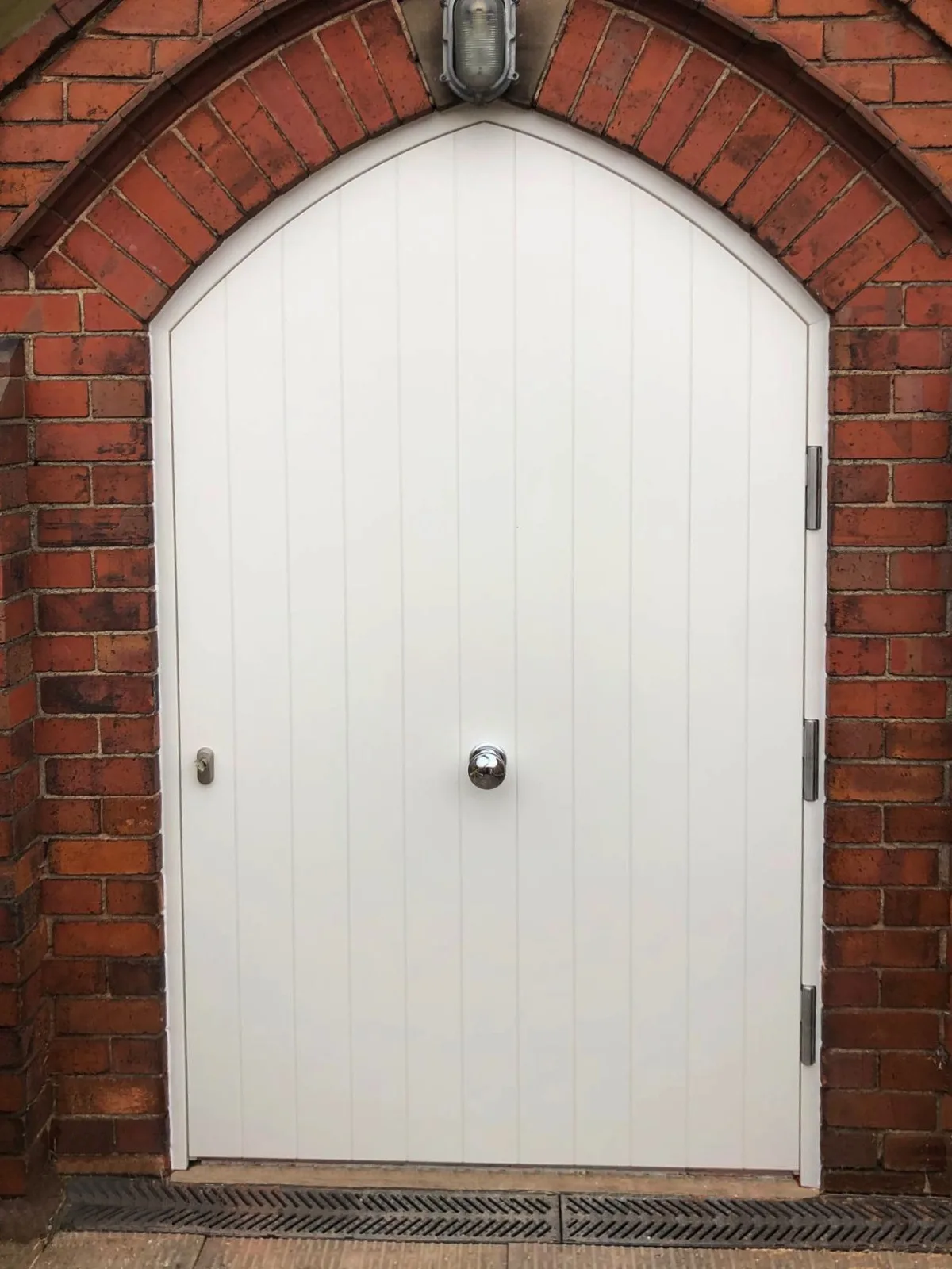 Arched front door UK white painted period entrance