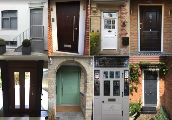 Collage of security front doors