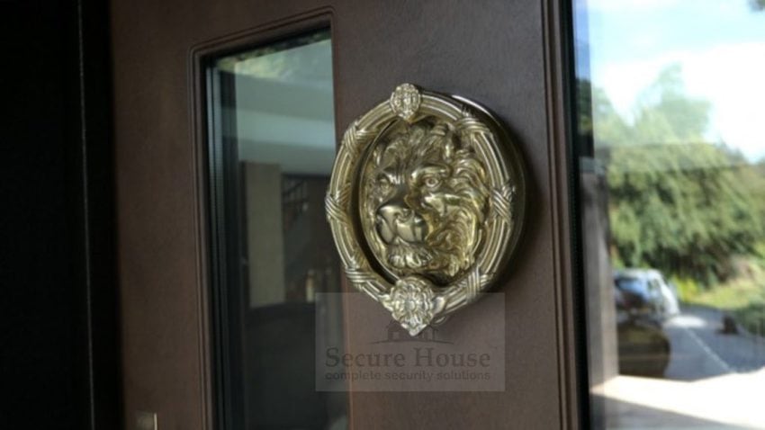 Luxurious ironmongery from Secure House - antique brass finish lion's head knocker